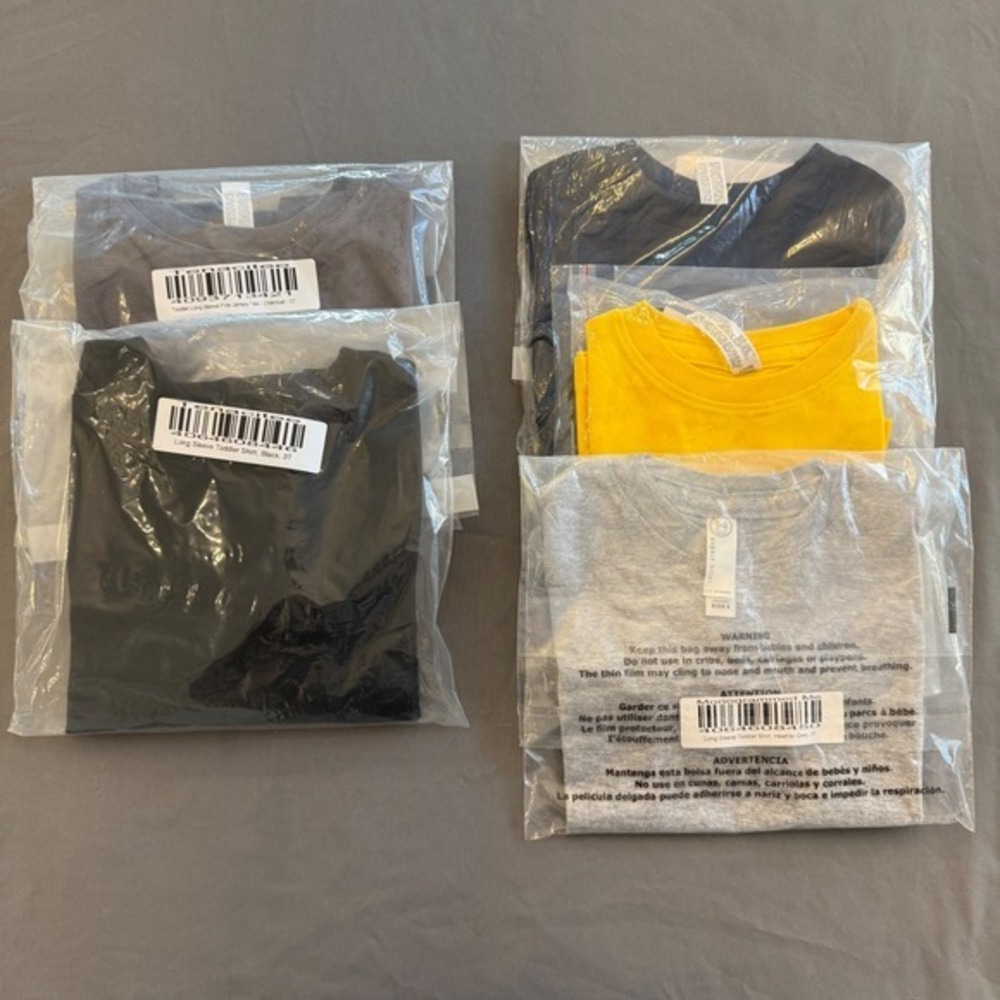 Rabbit Skins Toddler 3T T-Shirt Bundle Short &‎ Long Sleeve Grey Black Yellow 3T